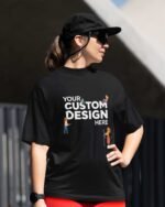 Custom Women’s Boyfriend Fit Cotton Blend T-Shirt – Black (180 GSM)