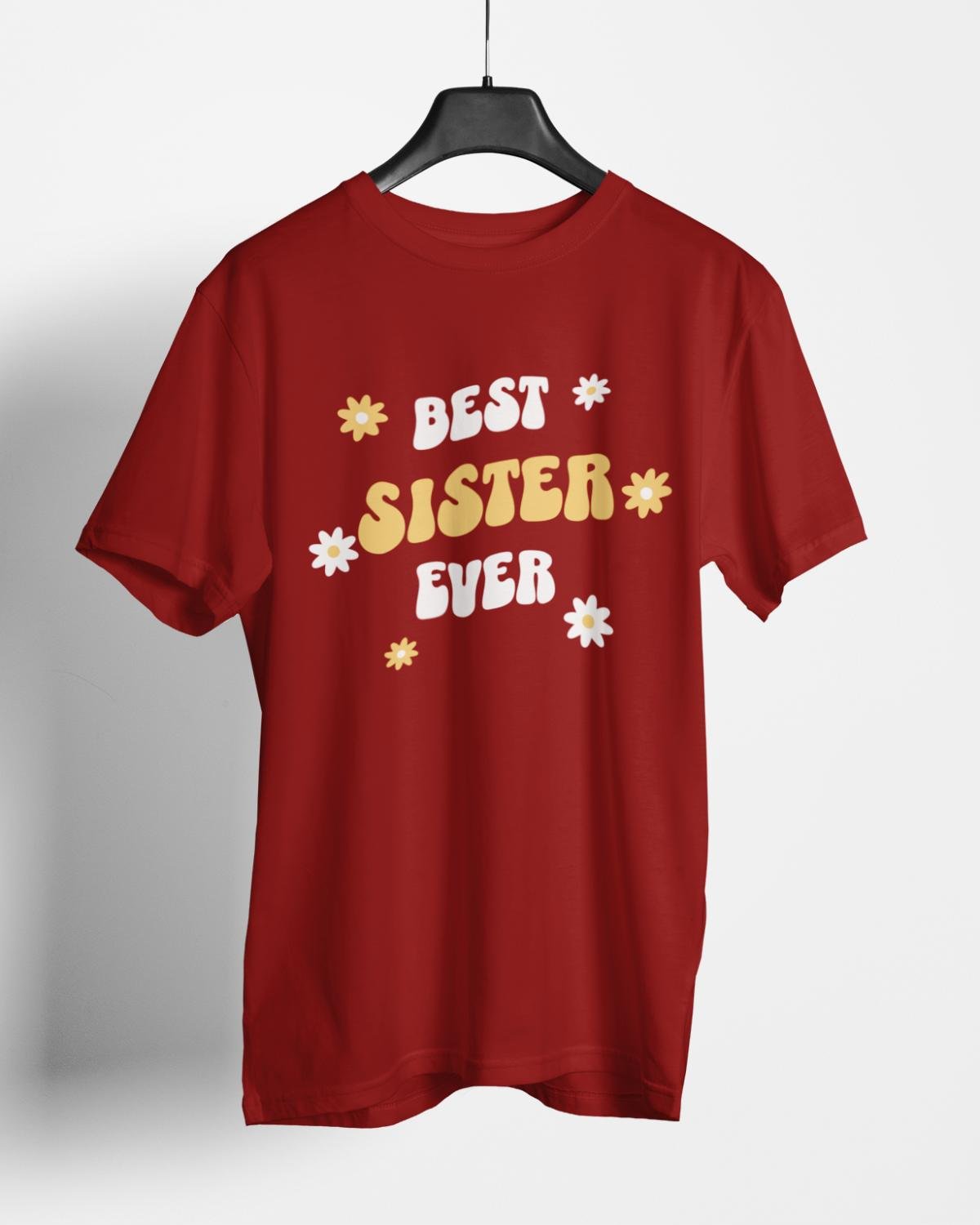 best sister Maroon Best Sister Ever Relaxed Fit Women's T-Shirt - Image 1